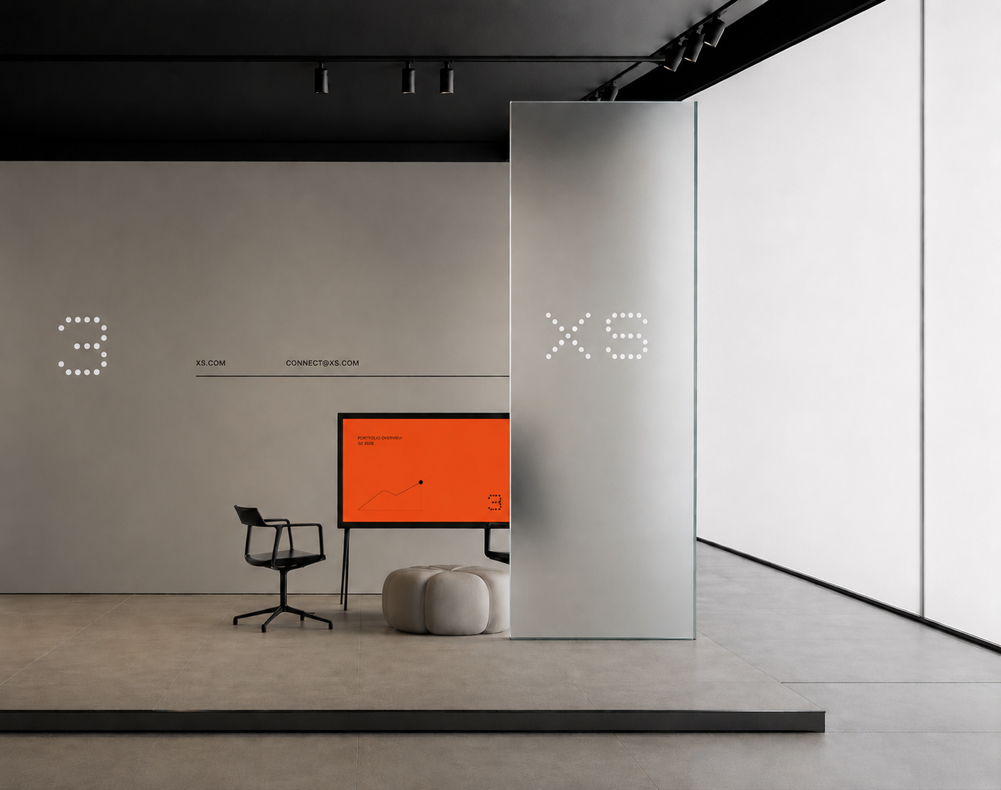 XS office signage and screen